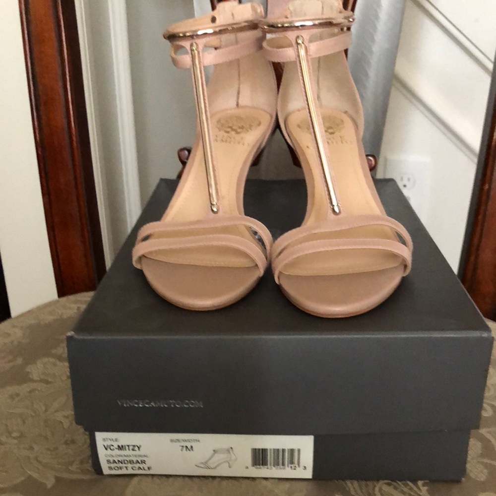 Vince Camuto Cream Heels with Ankle Strap